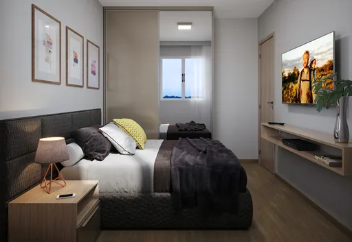Render quarto suite armario tv