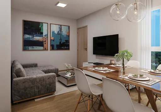 Render sala estar jantar apartamento