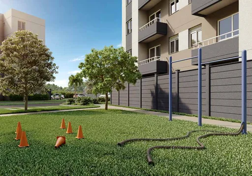 Area fitness externa condominio render