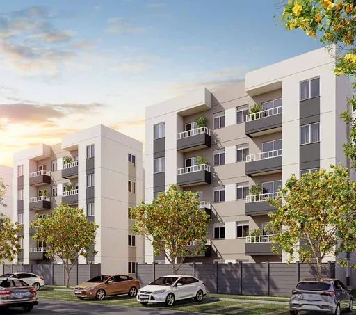Fachada externa render edificio residencial