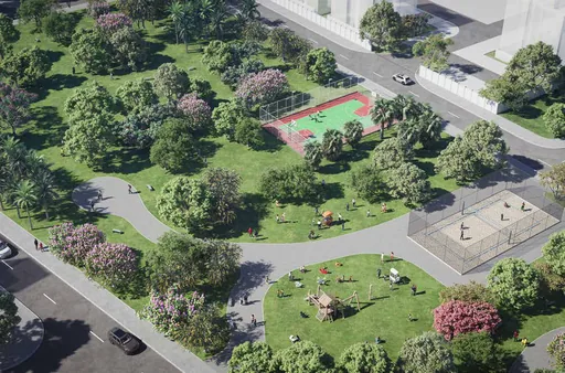Render area lazer parque quadra playground