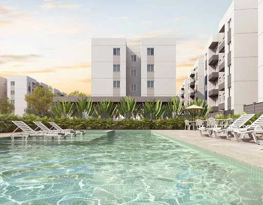 Render piscina area lazer condominio