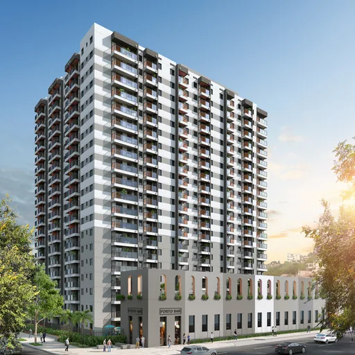 Fachada externa render edificio porto bar