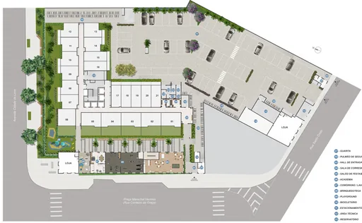 Implantacao condominio areas comuns legenda