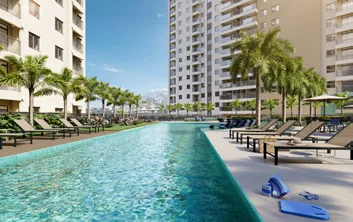 Piscina area lazer render empreendimento 2