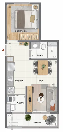 Planta apartamento dormitorio sala varanda