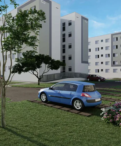 Render fachada empreendimento estacionamento