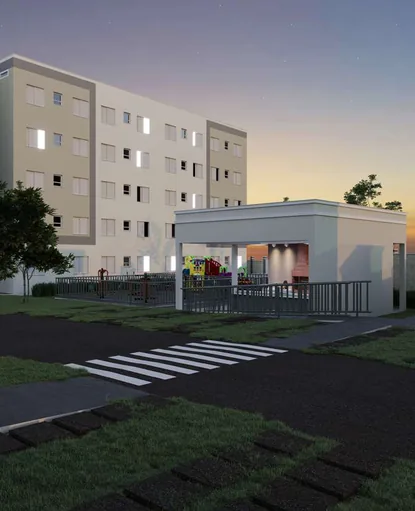 Render fachada playground condominio noite