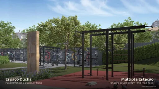 Area externa multipla estacao bicicletario ducha
