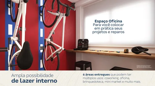 Espaco oficina bicicletario area lazer interno