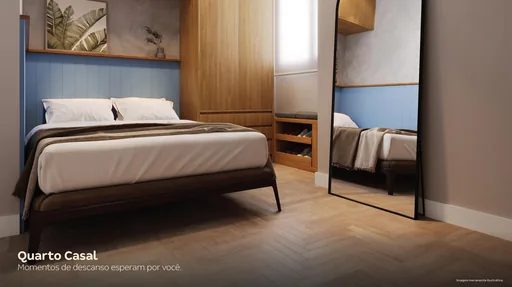 Quarto casal render interior unidade