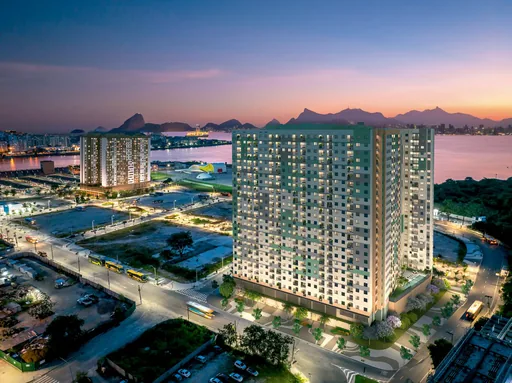 Fachada edificio vista aerea entardecer baia