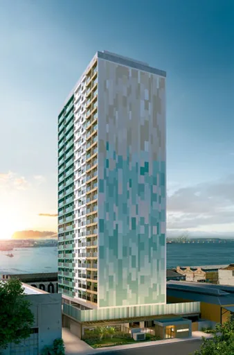 Fachada torre render externo beira mar