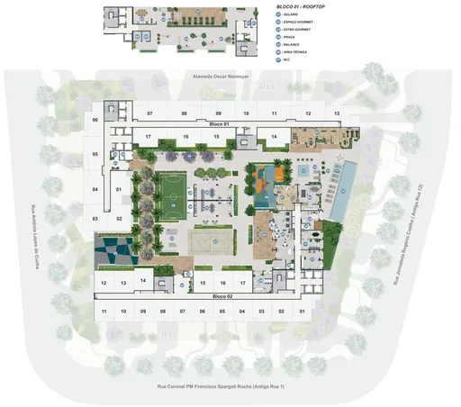 Implantacao blocos areas comuns rooftop