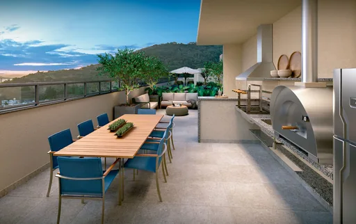 Varanda gourmet churrasqueira vista montanha
