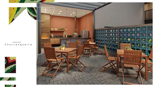 Churrasqueira area gourmet render ilustrativo