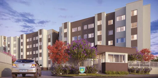 Fachada render condominio entrada portaria