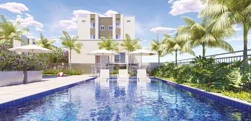 Piscina area lazer render empreendimento