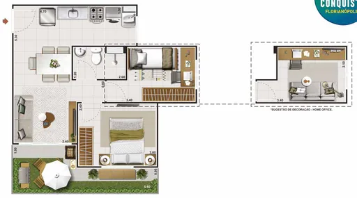 Planta apartamento com home office