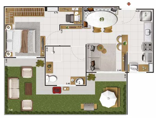 Planta apartamento com jardim