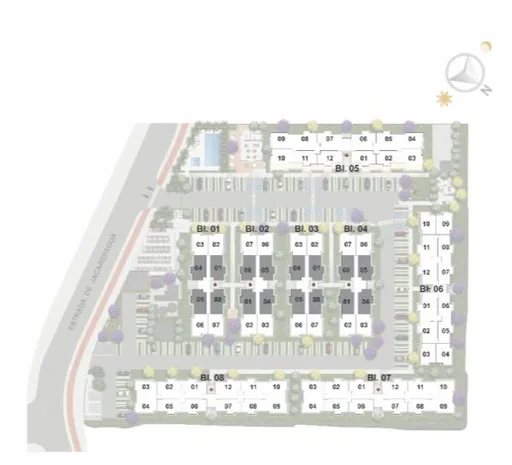 Implantacao blocos numerados condominio