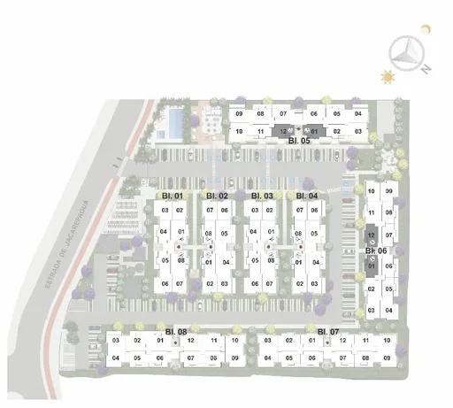 Implantacao blocos numerados condominios