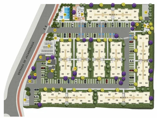 Implantacao condominio blocos numerados