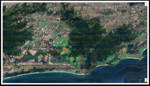 Mapa calor localizacao rio barra tijuca