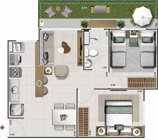 Planta baixa apartamento com dimensoes