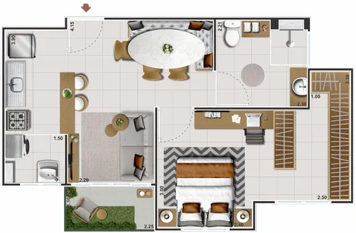 Planta baixa apartamento mobiliada