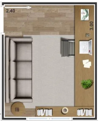 Planta sala estar com dimensoes