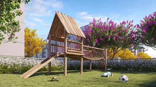 Playground infantil area lazer render