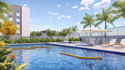 Render piscina area lazer condominio
