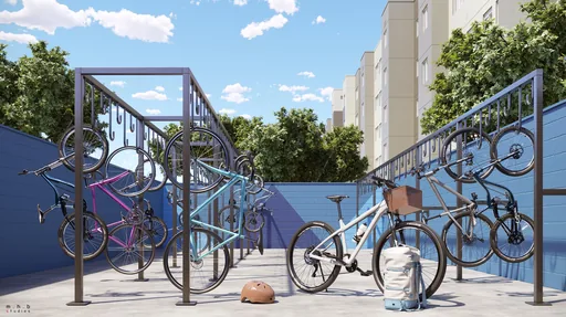 Bicicletario area comum render