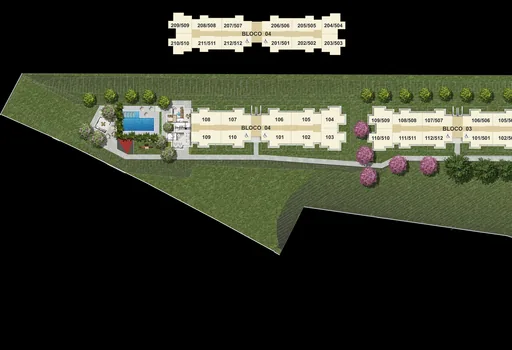 Implantacao blocos unidades condominio