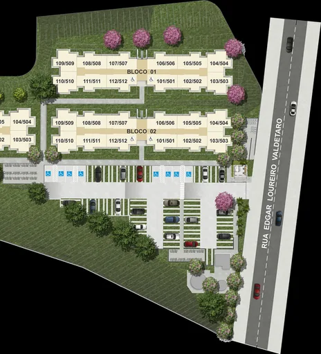 Implantacao blocos unidades estacionamento