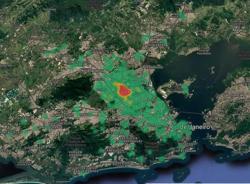 Mapa calor localizacao rio de janeiro