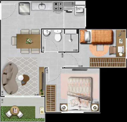 Planta baixa apartamento dois quartos