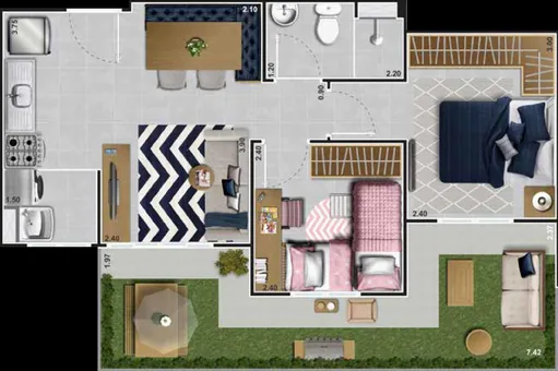 Planta baixa apartamento dois quartos 2