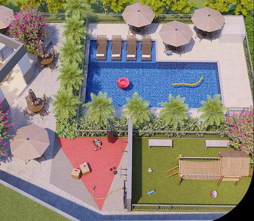 Render area lazer piscina playground fitness