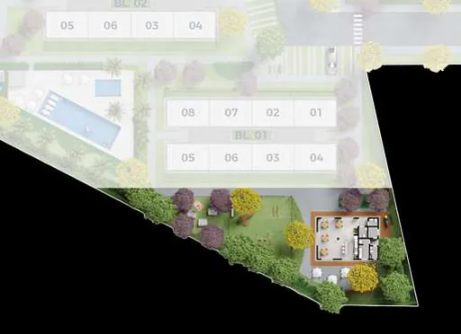 Implantacao blocos numerados empreendimento