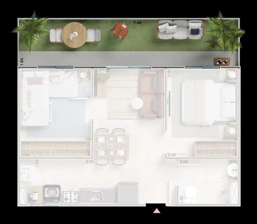 Planta apartamento 2 quartos terraco