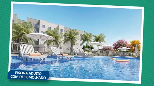 Piscina adulto deck molhado render