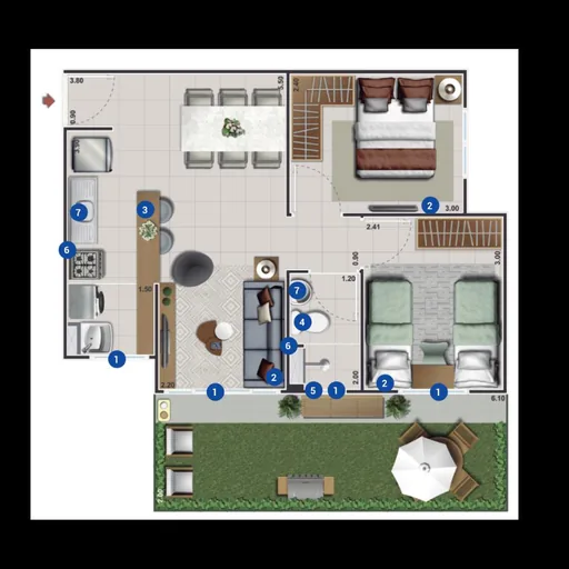 Planta baixa apartamento com jardim