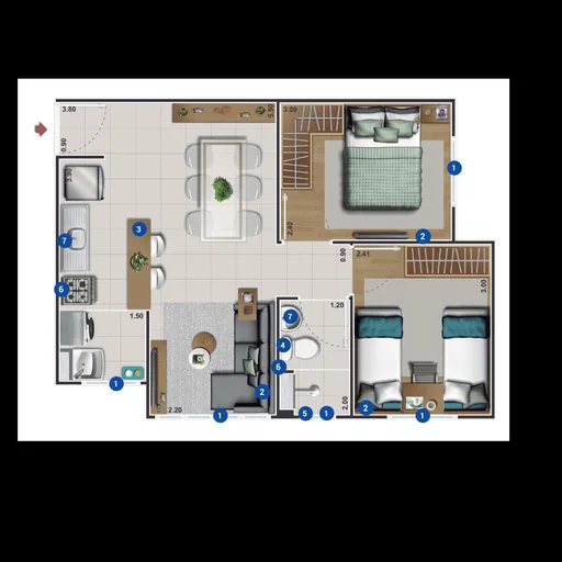 Planta baixa apartamento dois quartos