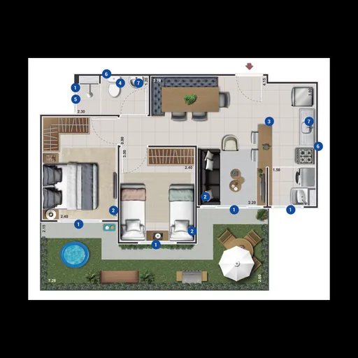 Planta baixa unidade com quintal