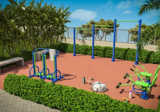 Academia ao ar livre render equipamentos