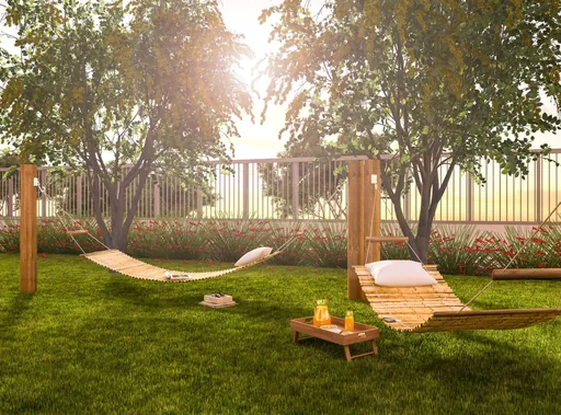Area lazer jardim redes descanso