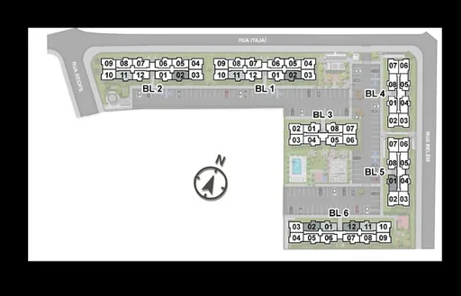 Implantacao blocos numerados condominio