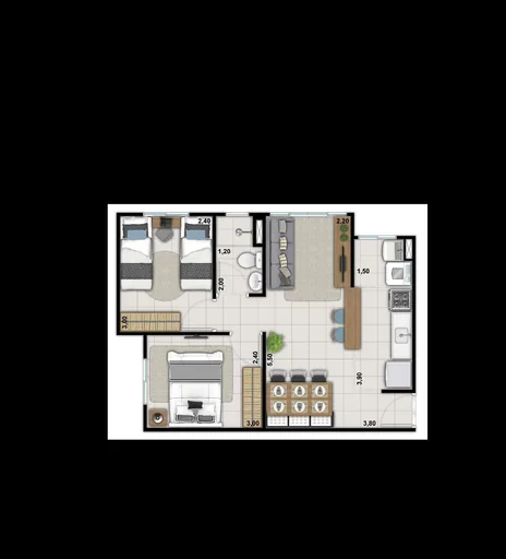 Planta apartamento 3 quartos com dimensoes